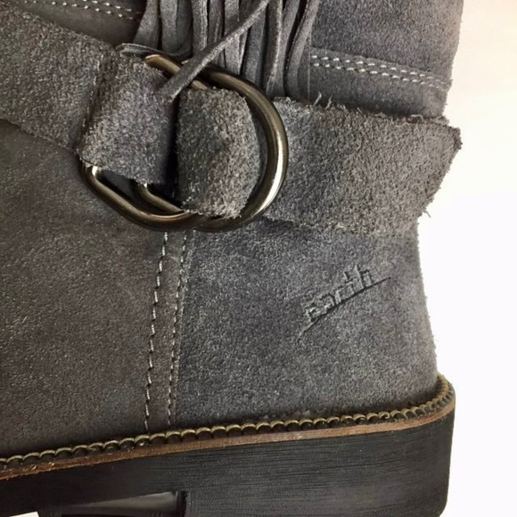 Earth Diva Gray Suede Faux Fur Fold Over Boots 10